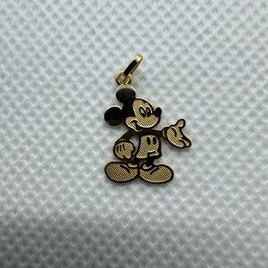 Vintage Signed 14K Gold Disney Mickey Mouse 90 Year Pendant Necklace World Land